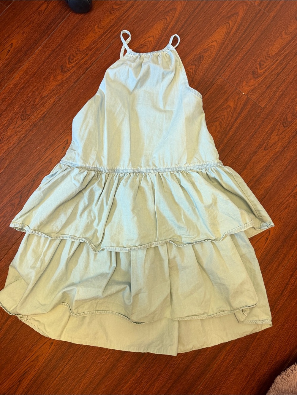 Gap Kids Light Blue Denim Tiered Halter-Style Kids Dress